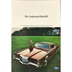 Ford Continental Mark III "Most Styled Individual Motorcar" Vtg Print Ad 1969